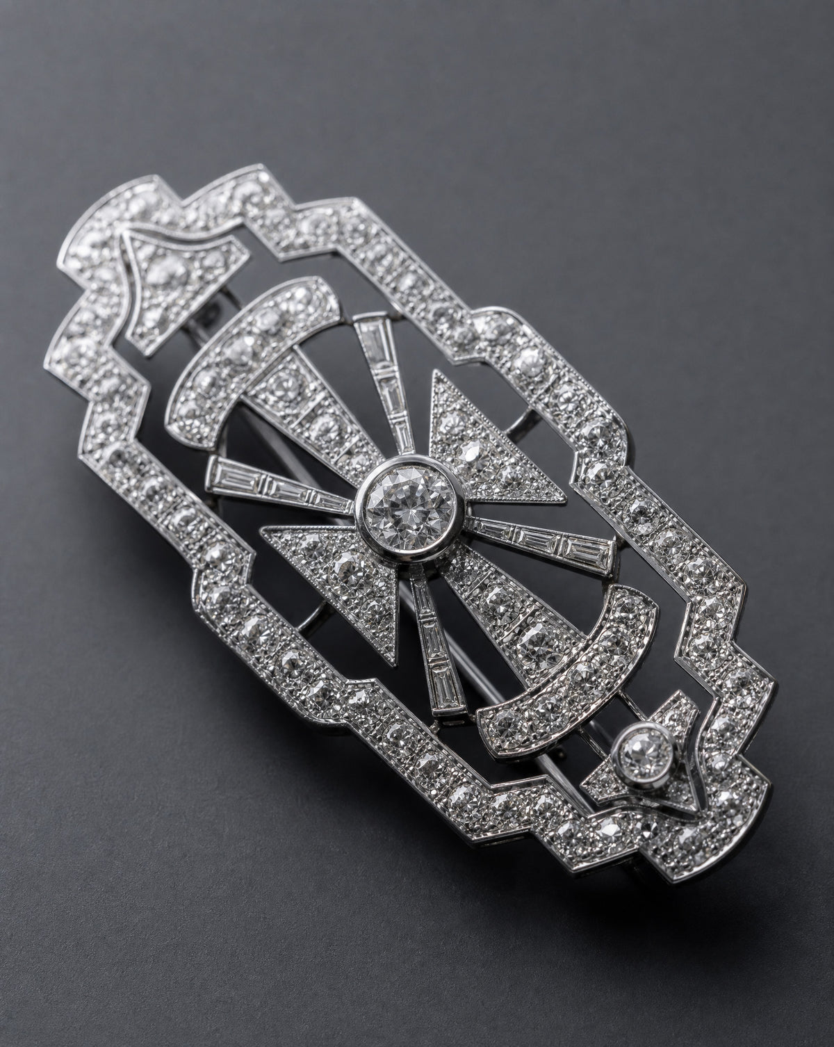 Art Deco diamond and platinum brooch, antique jewellery restoration